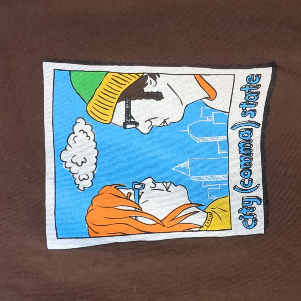 Brown T-shirt "city (omma) state" Men's Size M